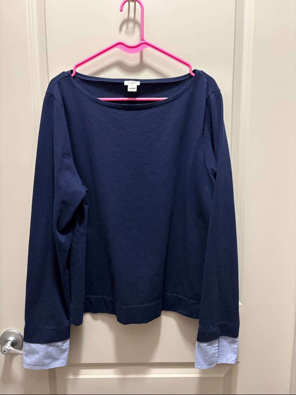 CLOSET CLEAN OUT - J. Crew Navy Long Sleeve Top with Light Blue Cuffs